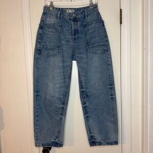 RE-WASH Women's Blue‎ Wash Denim Carpenter Cargo Jeans Size 7